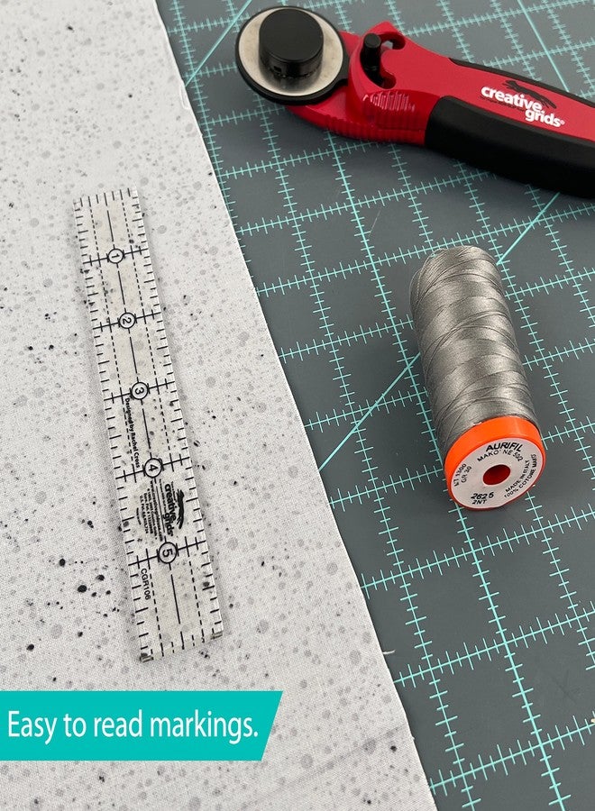 كريتيف جريدز مسطرة لحاف Creative Grids مستطيلة مقاس 1 بوصة × 6 بوصة - CGR106 - صُنعت في الولايات المتحدة الأمريكية، مصنوعة من مادة الأكريليك غير القابلة للانزلاق، تُستخدم للخياطة والتطريز والأعمال اليدوية، بالإضافة إلى مسطرة ترقيع لقياس وقطع القماش. - Image 2