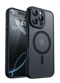 ESCASE Magnetic Cover for iPhone 16 Pro 6.3 Inch, MagSafe Compatible, Full Camera Protection, Translucent Matte Slim Protective Shockproof Case, Black  - Image 1