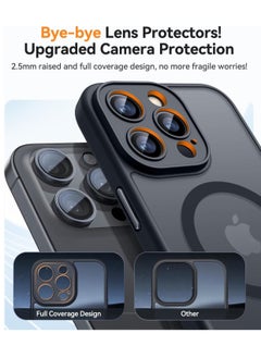 ESCASE Magnetic Cover for iPhone 16 Pro 6.3 Inch, MagSafe Compatible, Full Camera Protection, Translucent Matte Slim Protective Shockproof Case, Black  - Image 3