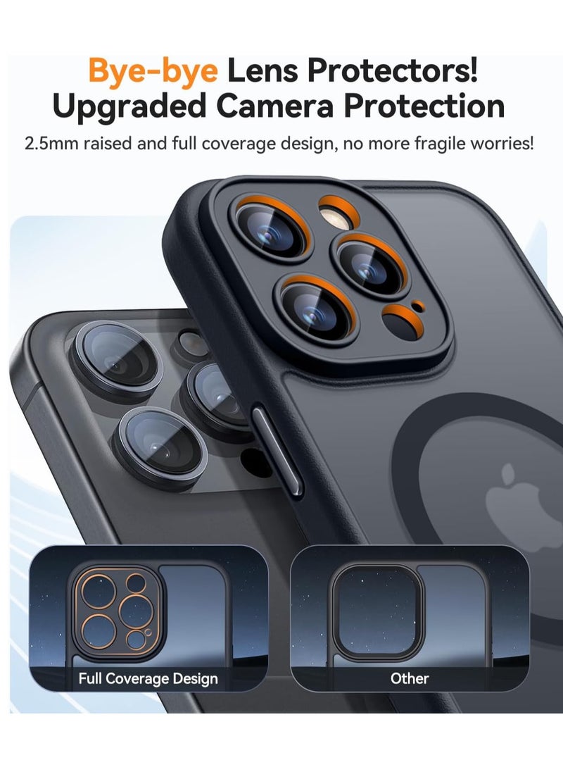 ESCASE - Magnetic Cover for iPhone 16 Pro 6.3 Inch, MagSafe Compatible, Full Camera Protection, Translucent Matte Slim Protective Shockproof Case, Black - Image 1