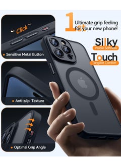 ESCASE Magnetic Cover for iPhone 16 Pro 6.3 Inch, MagSafe Compatible, Full Camera Protection, Translucent Matte Slim Protective Shockproof Case, Black  - Image 5