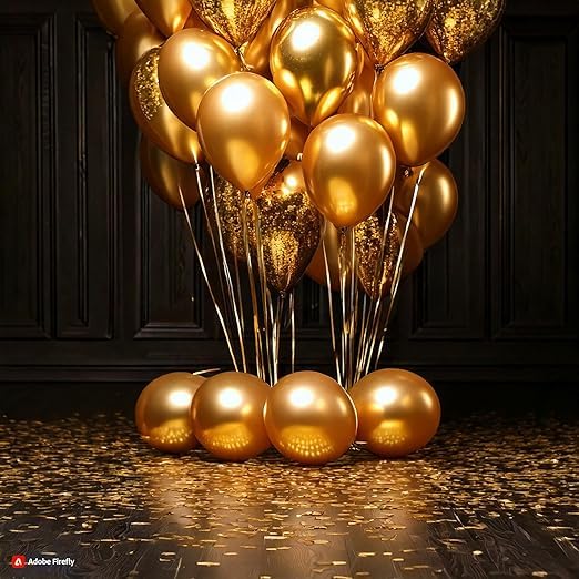 Pop Colours Party Balloon Metallic Chrome Gold Colour | 50 pcs | Suitable For Birthday, Anniversary, Wedding And Many More Occassions - Image 3