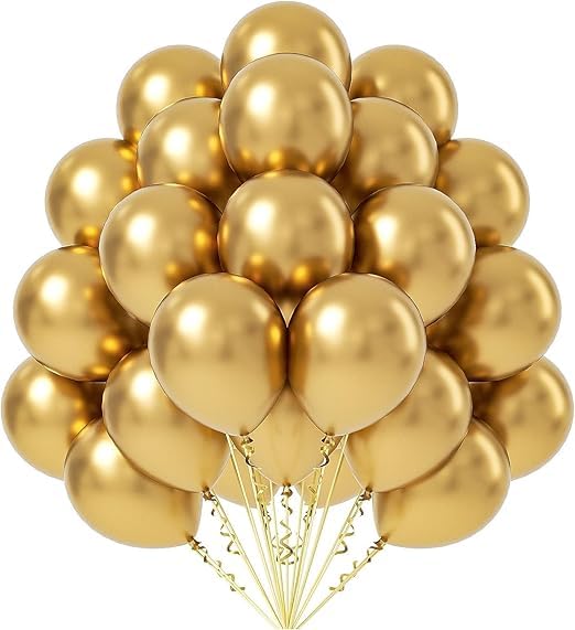 Pop Colours Party Balloon Metallic Chrome Gold Colour | 50 pcs | Suitable For Birthday, Anniversary, Wedding And Many More Occassions - Image 1