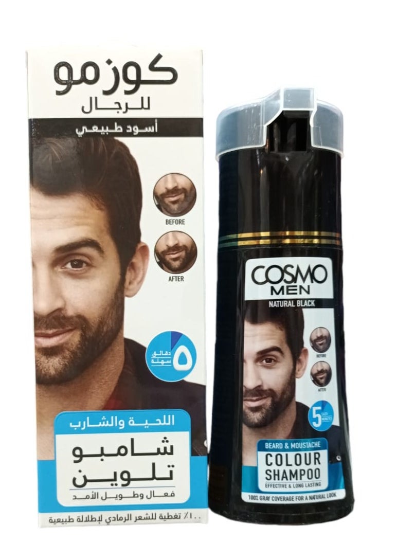 COSMO Beard And Moustache Color Shampoo Natural Black 180 Ml 