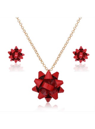 Christmas Necklace Earring Set Statement Gift Bow Pendant Necklace Post Stud Earring Set Christmas Jewelry Gifts For Women Girls (Red) - pzsku/ZBB84D58B703568C7B958Z/45/_/1735816834/303bdb92-2814-48fc-b9dd-384be6b5e029