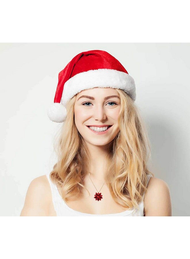 Christmas Necklace Earring Set Statement Gift Bow Pendant Necklace Post Stud Earring Set Christmas Jewelry Gifts For Women Girls (Red)