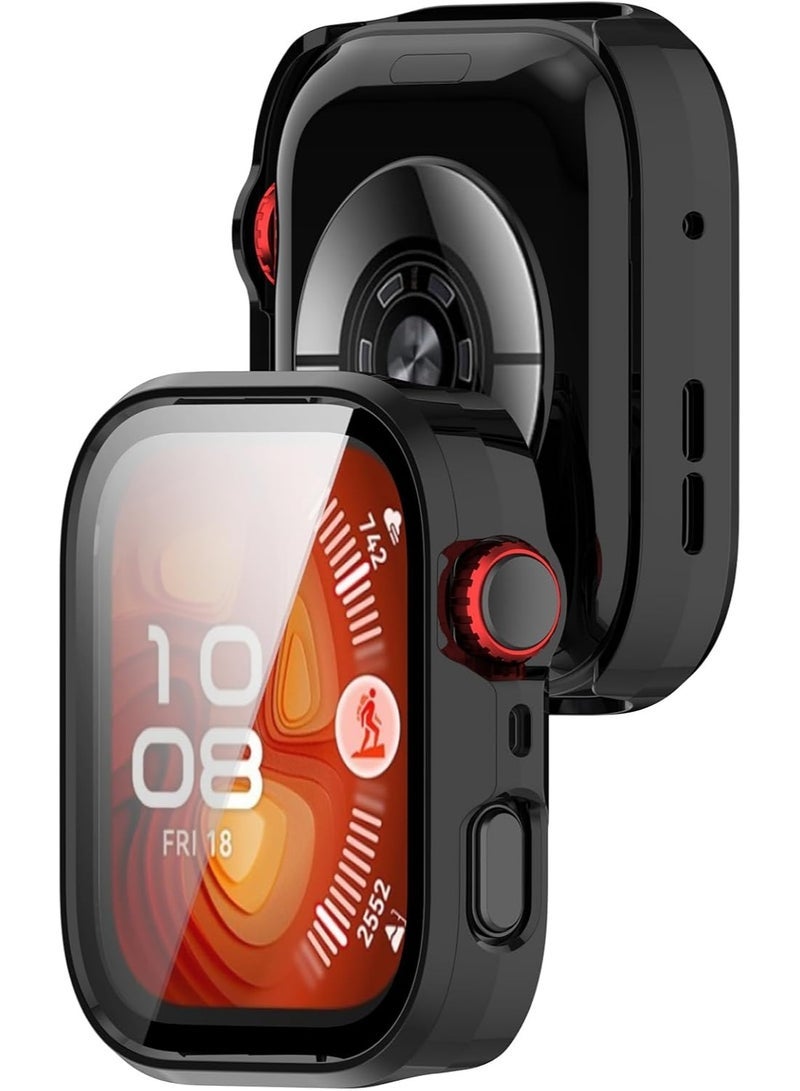 ten.tech Cover Compatible with Huawei Watch Fit 4 Pro, PC + Tempered Film All Including, Anti-Scratch Protective Case Compatible with Huawei Watch Fit 4 Pro. Black - Image 4