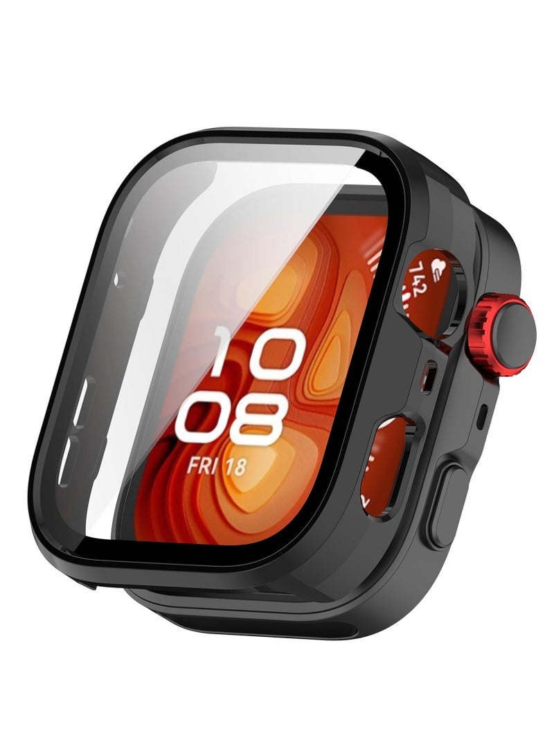 ten.tech Cover Compatible with Huawei Watch Fit 4 Pro, PC + Tempered Film All Including, Anti-Scratch Protective Case Compatible with Huawei Watch Fit 4 Pro. Black - Image 1