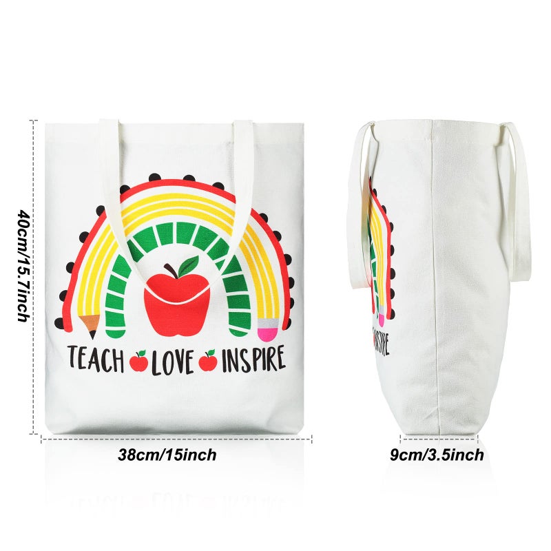 Saintrygo Saintrygo 4 Pack Teacher Appreciation Gifts Canvas Tote Bags for Women Daycare(Teach Love Inspire)  - Image 2