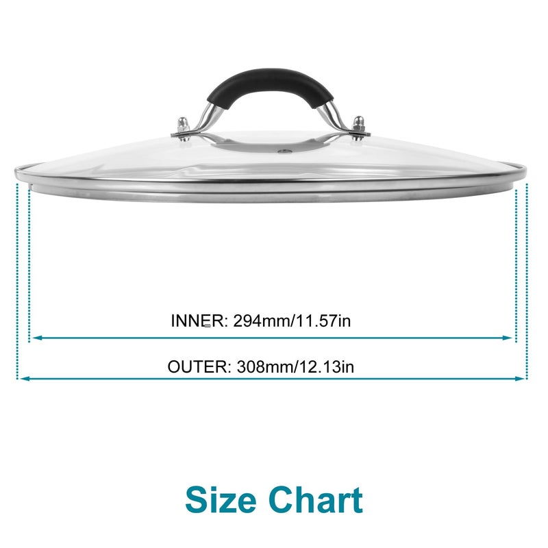 Allwin 12 Inch Pan Lid - Glass Lid with Stainless Steel Handle for Frying Pan and Pots (12" Lid) - Image 2