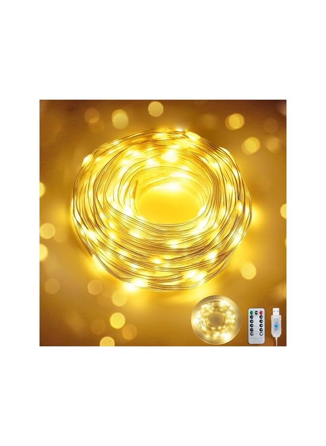 The Bros Fairy Lights 10M/32 FT Warm 100LED USB Soft wire String Lights, Waterproof with Remote & Timer, 8 Modes Lights for Bedroom, Christmas Tree, Indoor Outdoor Decoration  - Image 2