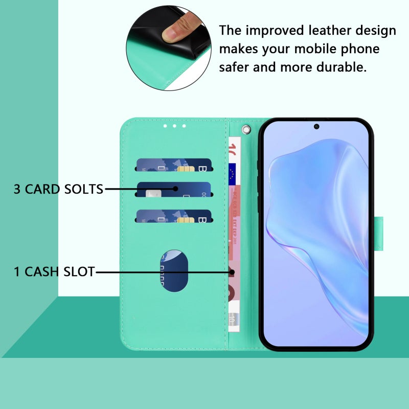 HuHa Case Cover For OPPO Reno9 5G / Reno9 Pro 5G Skin Feel Solid Color Leather Phone Case with Lanyard(Green) - Image 4