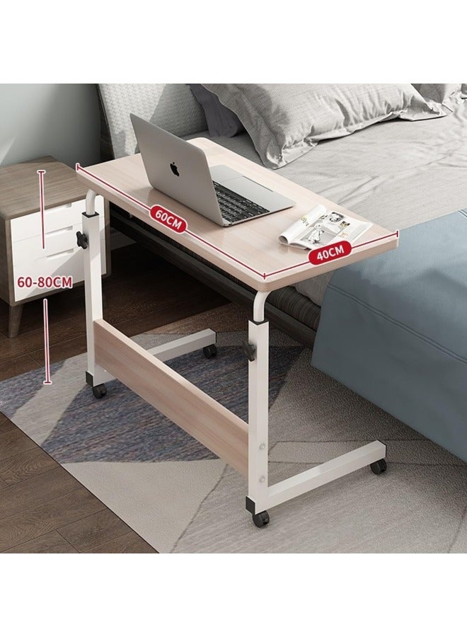 GGEROU طاولة لابتوب جانبية قابلة للتعديل بارتفاع 60-80 سم، دعم لابتوب، مكتب قائم، مع سطح خشبي وعربة سرير قابلة للتعديل، طاولة قهوة كمبيوتر، من خشب القيقب - Image 2