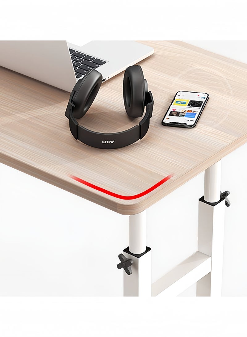 GGEROU طاولة لابتوب جانبية قابلة للتعديل بارتفاع 60-80 سم، دعم لابتوب، مكتب قائم، مع سطح خشبي وعربة سرير قابلة للتعديل، طاولة قهوة كمبيوتر، من خشب القيقب - Image 4