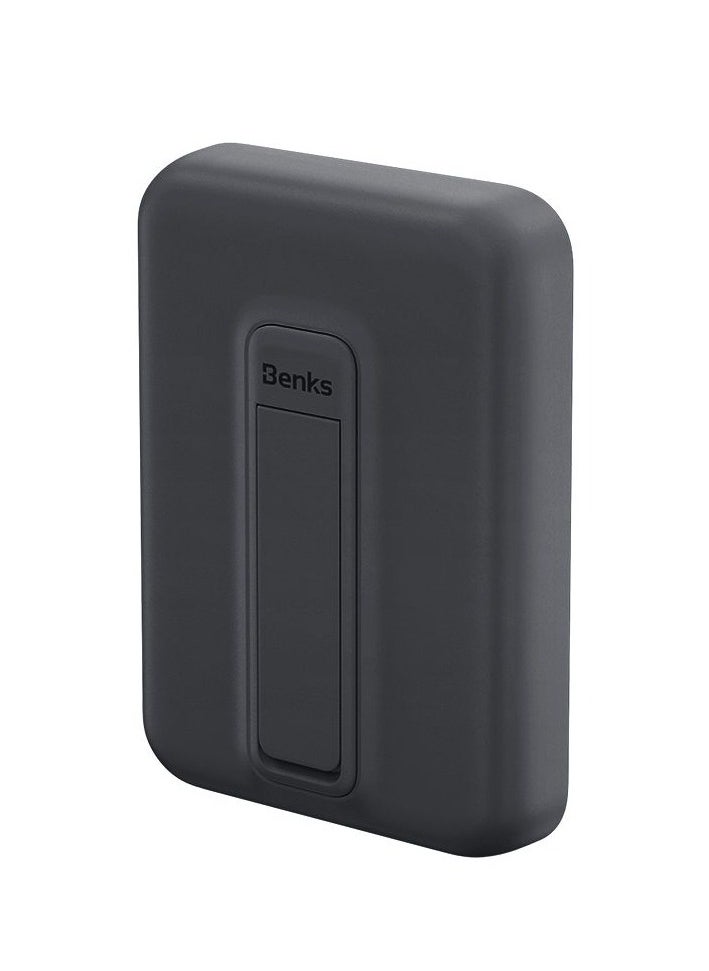 Benks - Benks Magnetic Power Bank, 6,000mAh Foldable Kickstand Wireless Portable Charger, MagSafe Battery Pack for iPhone 15/14/13/12 Series Black - Image 1