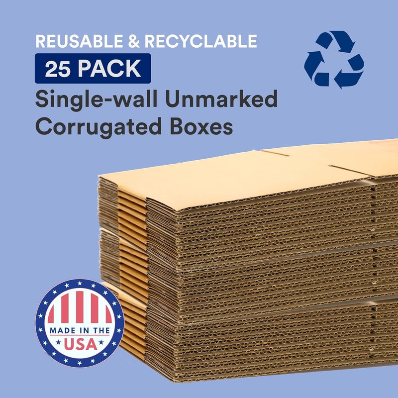 BOX USA صناديق شحن مسطحة 16"L x 16"W x 6"H، 25 عبوة | صندوق كرتون مضلع للتعبئة، النقل والتخزين - Image 3