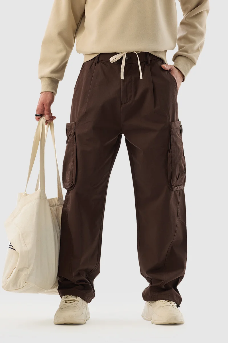 سنيتش Brown Solid Relaxed Streetwear Cargo