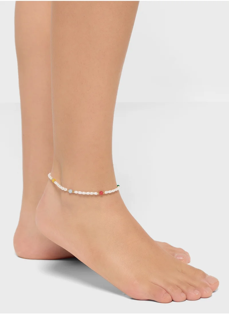 Ginger Pearl Stainless Steel Anklet