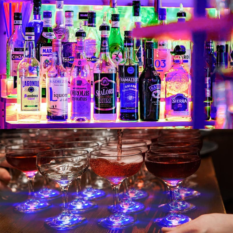 أهير Ahier 12 PCS LED Coasters للمشروبات الزرقاء LED LED BAR COSTER - Image 4