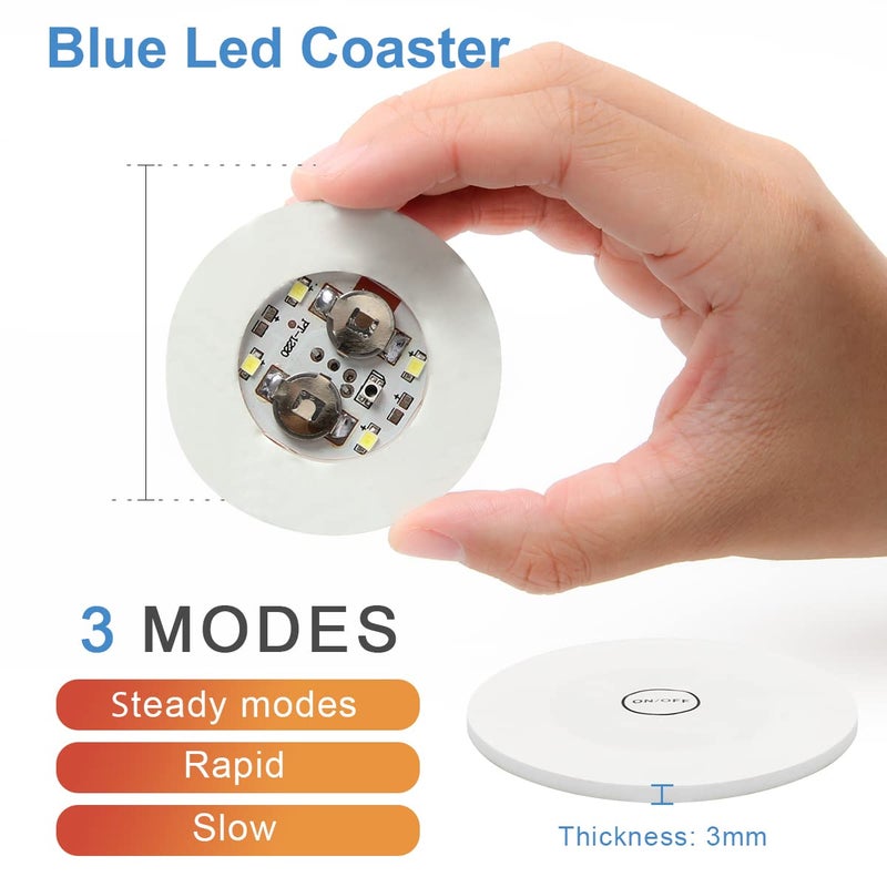أهير Ahier 12 PCS LED Coasters للمشروبات الزرقاء LED LED BAR COSTER - Image 2