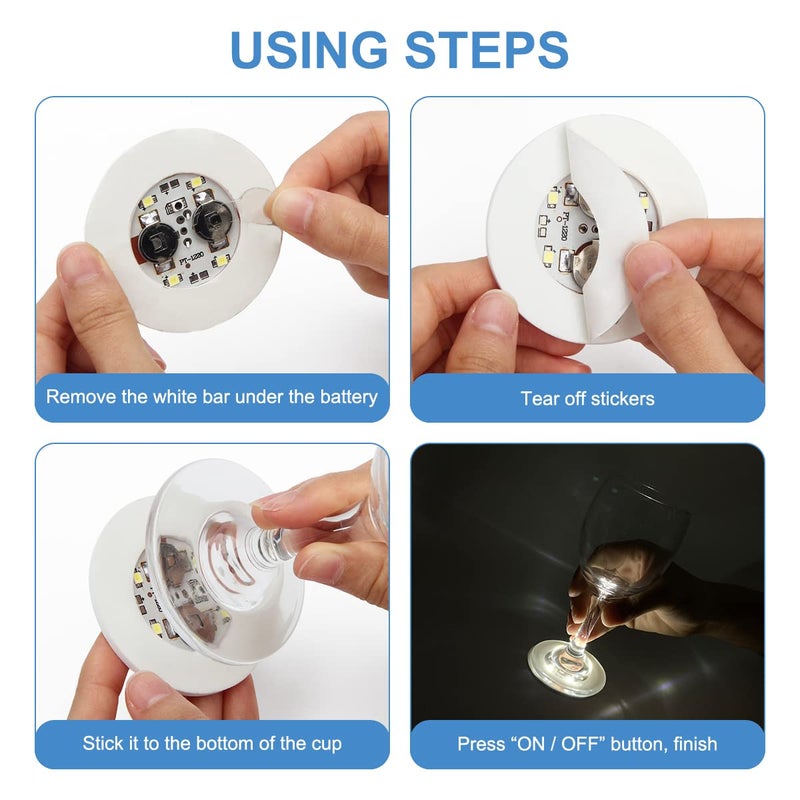 أهير Ahier 12 PCS LED Coasters للمشروبات الزرقاء LED LED BAR COSTER - Image 3