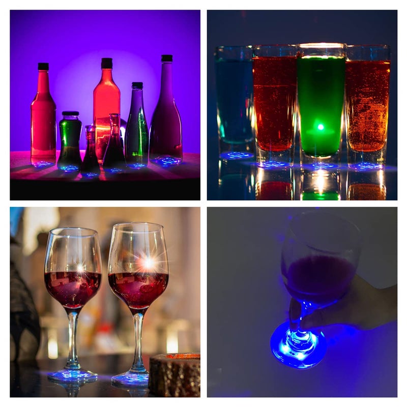 أهير Ahier 12 PCS LED Coasters للمشروبات الزرقاء LED LED BAR COSTER - Image 5