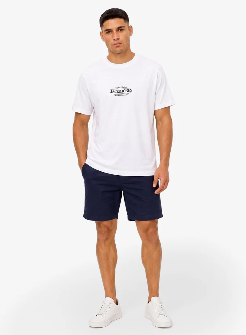 JACK & JONES Bright White Graphic Crew Neck T-Shirt for Men | Best Price UAE