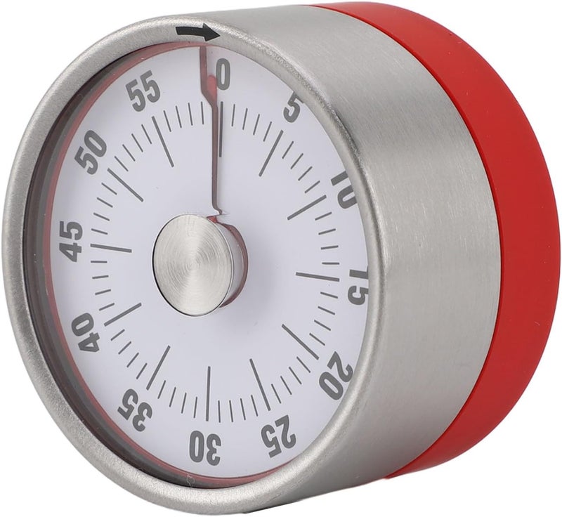 Mechanical Countdown Timer, Portable Stainless Steel 60 Minute Visual Timer for Kids Study for Cooking (Red) - Image 4