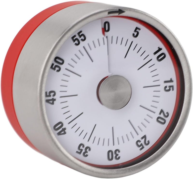Mechanical Countdown Timer, Portable Stainless Steel 60 Minute Visual Timer for Kids Study for Cooking (Red) - Image 3
