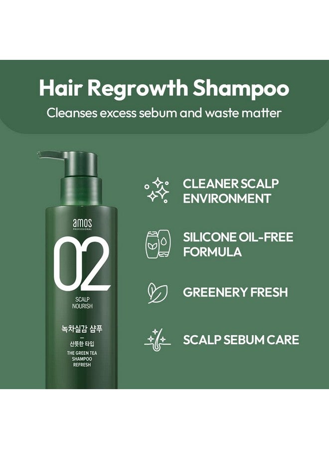 أموس بروفيشنال شامبو الشاي الأخضر المنعش [لفروة الرأس الدهنية] 17.6 أونصة (500 جرام) شامبو مضاد لتساقط الشعر ونمو الشعر لتنظيف الزهم الزائد ونمو الشعر، شامبو نمو الشعر الكوري - Image 3