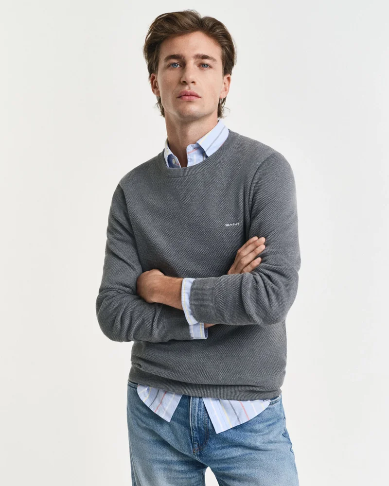 Gant Cotton Piqué Crew Neck Sweater