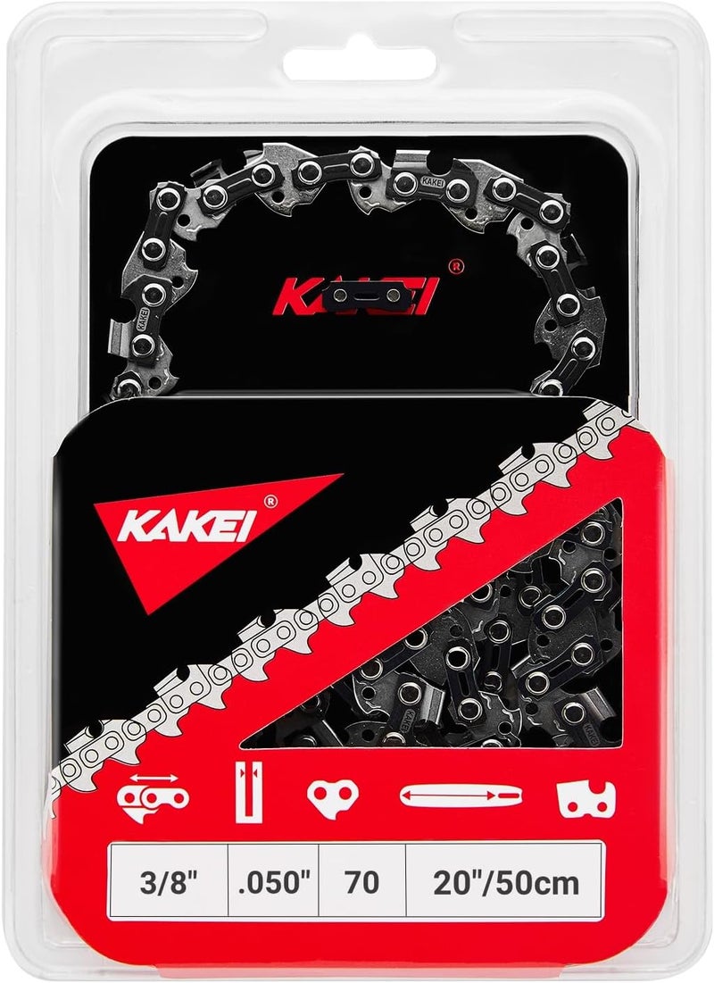 KAKEI 20 Inch Chainsaw Chain 3/8" Pitch .050" Gauge 70 Drive Links- 72LPX70CQ Fits Echo CS-590 TIMBER WOLF/CS-4400, Poulan, McCulloch and More (1 Chain) - Full Chisel - Image 1
