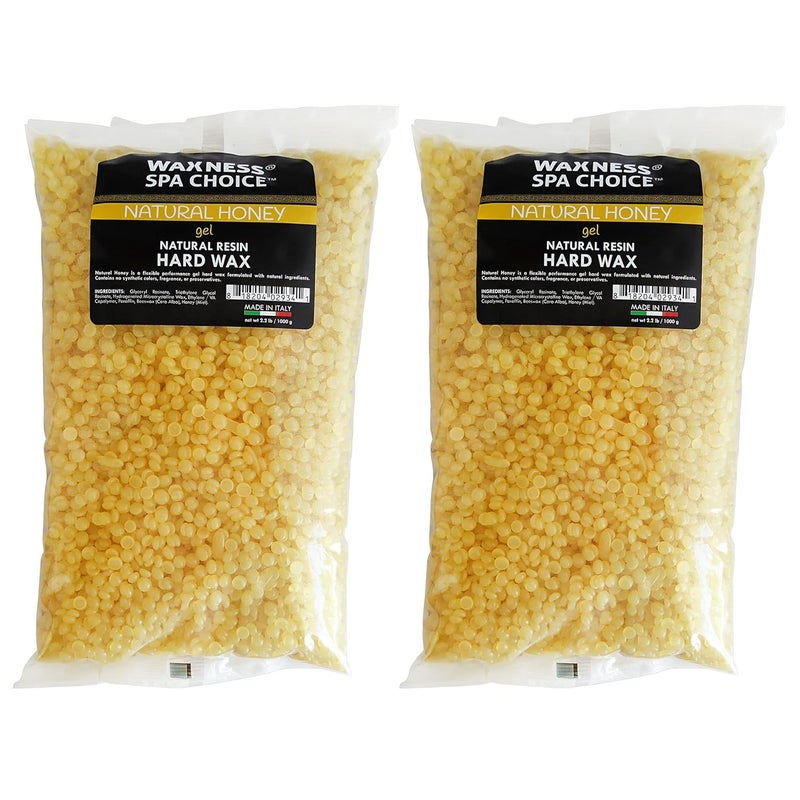 Waxness Spa Choice Natural Honey Gel Hard Wax Beads 22 lb  1 kg Pack of 2