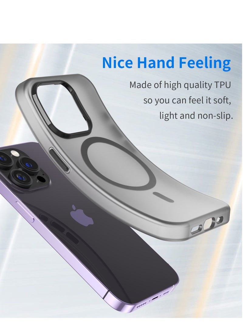 Abania iPhone 14 Pro Case, Strong Magnetic MagSafe Compatible Cover, Shockproof Translucent Matte Brushed Texture, Anti-Fingerprint Heavy Duty Protection, Black Slim Protective Phone Case for iPhone 14 Pro - Image 3