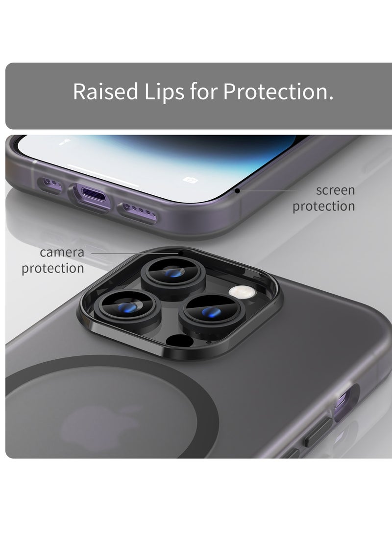 Abania iPhone 14 Pro Case, Strong Magnetic MagSafe Compatible Cover, Shockproof Translucent Matte Brushed Texture, Anti-Fingerprint Heavy Duty Protection, Black Slim Protective Phone Case for iPhone 14 Pro - Image 5