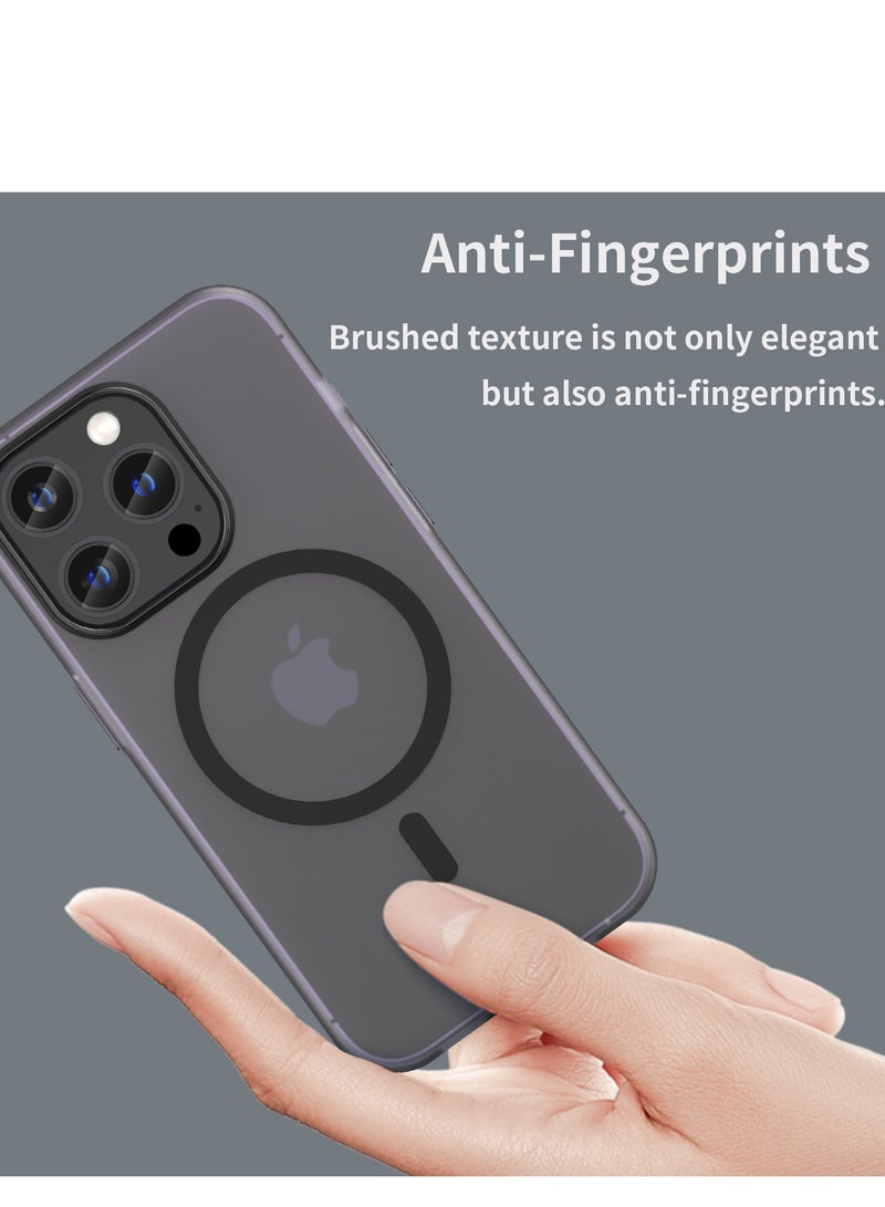 Abania iPhone 14 Pro Case, Strong Magnetic MagSafe Compatible Cover, Shockproof Translucent Matte Brushed Texture, Anti-Fingerprint Heavy Duty Protection, Black Slim Protective Phone Case for iPhone 14 Pro - Image 4