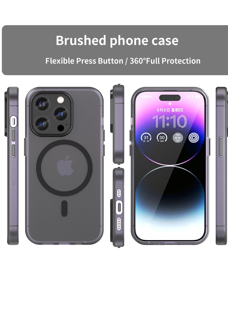 Abania iPhone 14 Pro Case, Strong Magnetic MagSafe Compatible Cover, Shockproof Translucent Matte Brushed Texture, Anti-Fingerprint Heavy Duty Protection, Black Slim Protective Phone Case for iPhone 14 Pro - Image 2