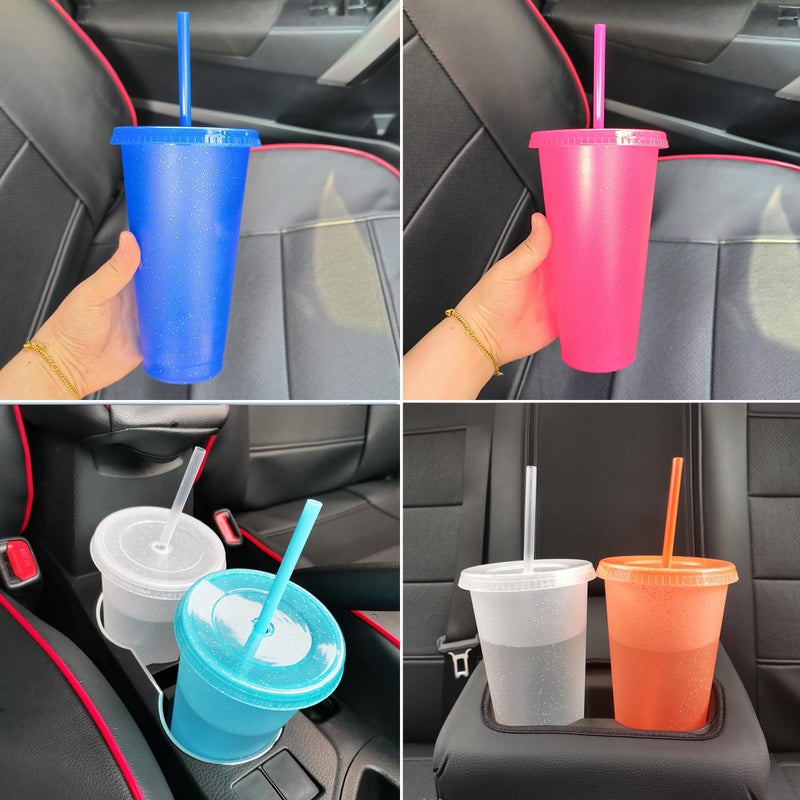 Suertestarry Tumbler with Straw and Lid,Water Bottle Iced Coffee Travel Mug Cup,Reusable Plastic Cups,Perfect for Parties,Birthdaysâ€¦ (Bright Glitter, 5pack) - Image 3