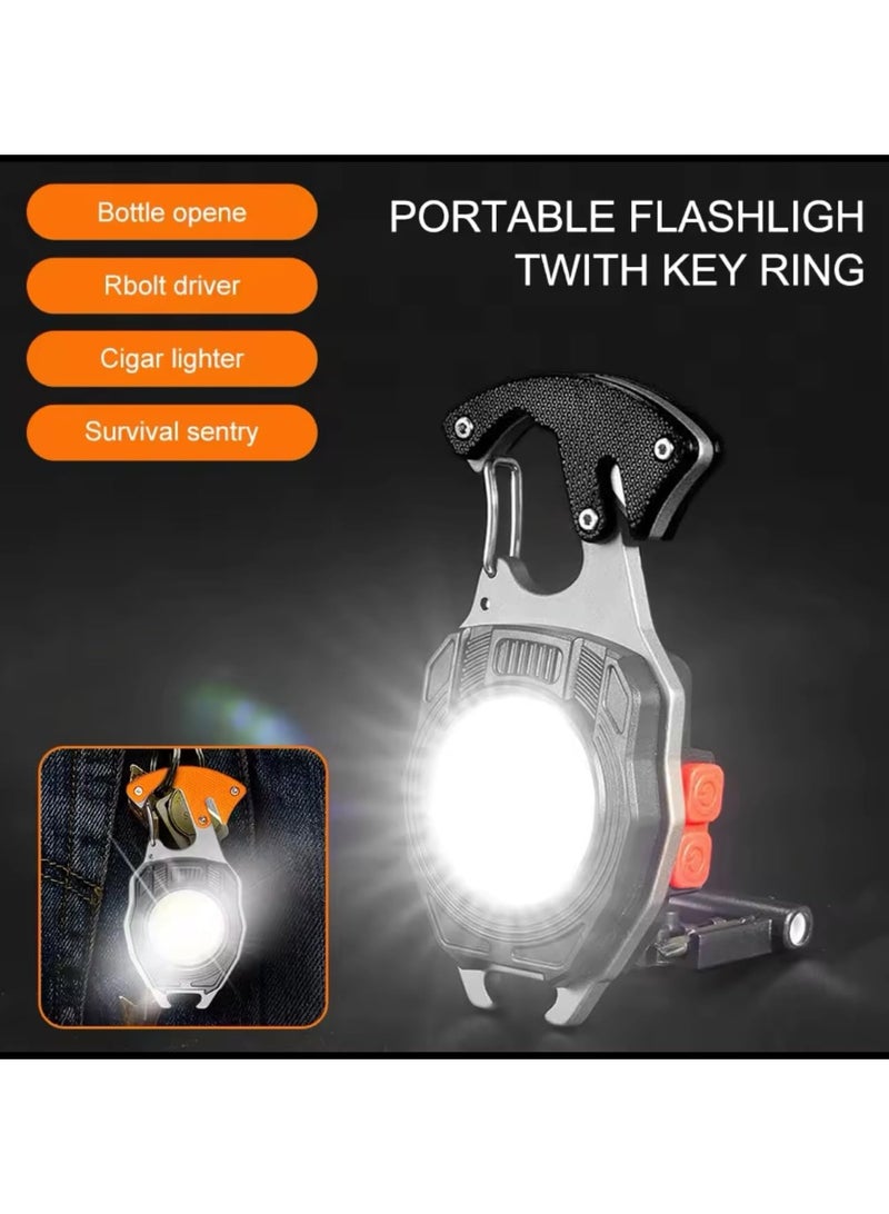 Generic Multifunctional Pocket Work Light COB Mini Keychain Light USB Rechargeable Torch Waterproof High Power LED Flashlight for Camping Hiking  - Image 2