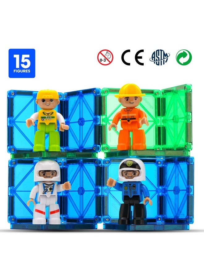Playmags Playmags Large Magnetic Figures Community Set of 15 Pieces - 3” Play People Perfect for Magnetic Toys Building Blocks - STEM Learning Toys for Kids - Magnet Tiles Expansion Accessories Pack  - Image 5