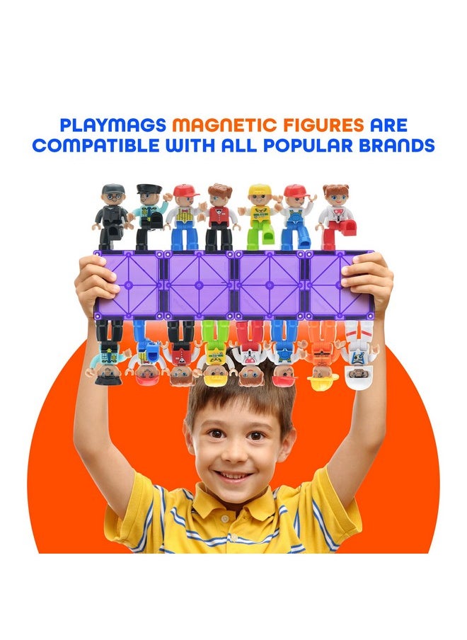 Playmags Playmags Large Magnetic Figures Community Set of 15 Pieces - 3” Play People Perfect for Magnetic Toys Building Blocks - STEM Learning Toys for Kids - Magnet Tiles Expansion Accessories Pack  - Image 3