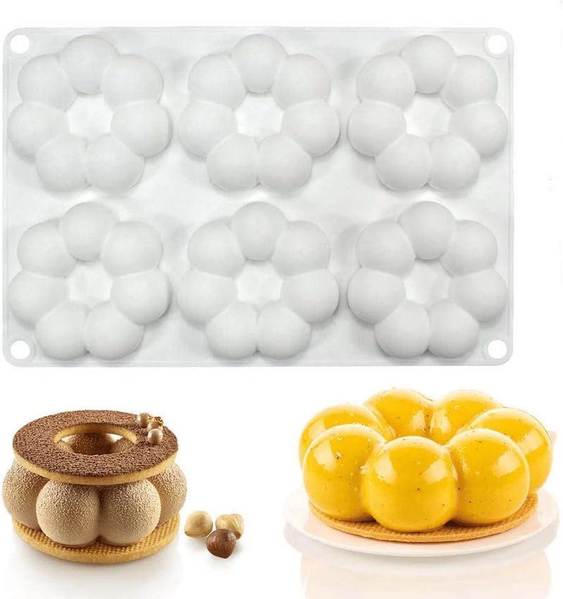 mostsom Silicone Mold Flower Shaped Silicone Donut Molds, Baking Pans, 6-Cavity Reusable Cake Maker Cookie Tray for Kitchen, Dishwasher, Oven, Microwave, Freezer Safe (Flower Donut J) - Image 2