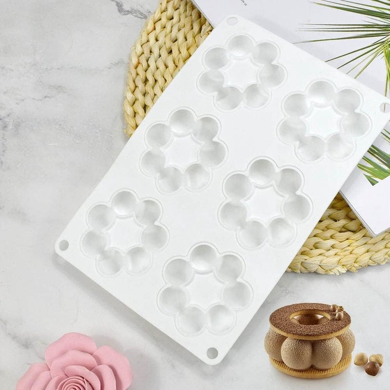 mostsom Silicone Mold Flower Shaped Silicone Donut Molds, Baking Pans, 6-Cavity Reusable Cake Maker Cookie Tray for Kitchen, Dishwasher, Oven, Microwave, Freezer Safe (Flower Donut J) - Image 5