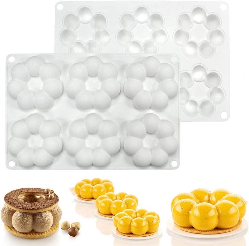 mostsom Silicone Mold Flower Shaped Silicone Donut Molds, Baking Pans, 6-Cavity Reusable Cake Maker Cookie Tray for Kitchen, Dishwasher, Oven, Microwave, Freezer Safe (Flower Donut J) - Image 1