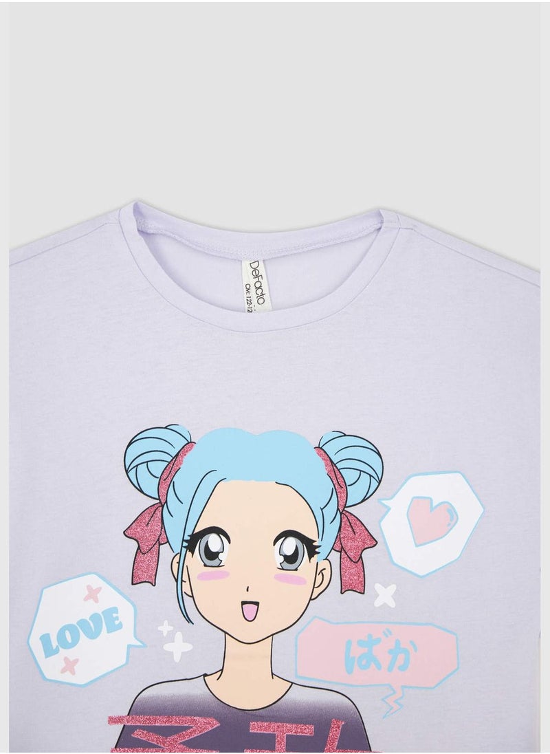DeFacto - Regular Fit Short Sleeve Anime Print T-Shirt - Image 1