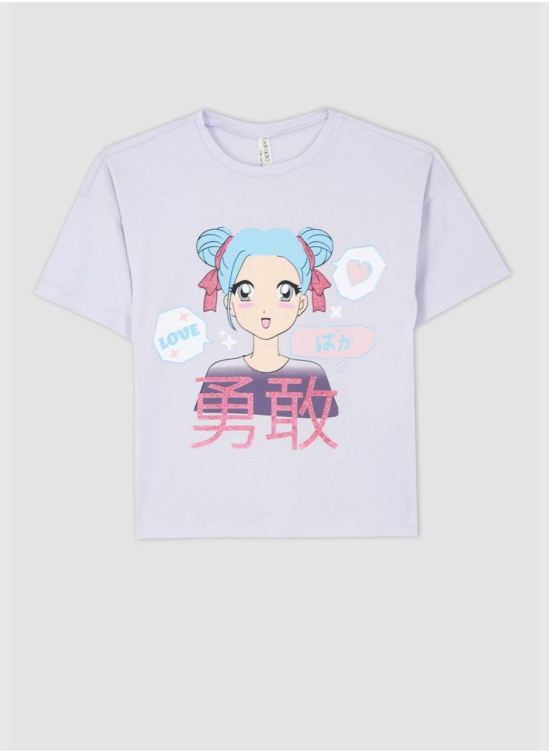 DeFacto - Regular Fit Short Sleeve Anime Print T-Shirt - Image 1