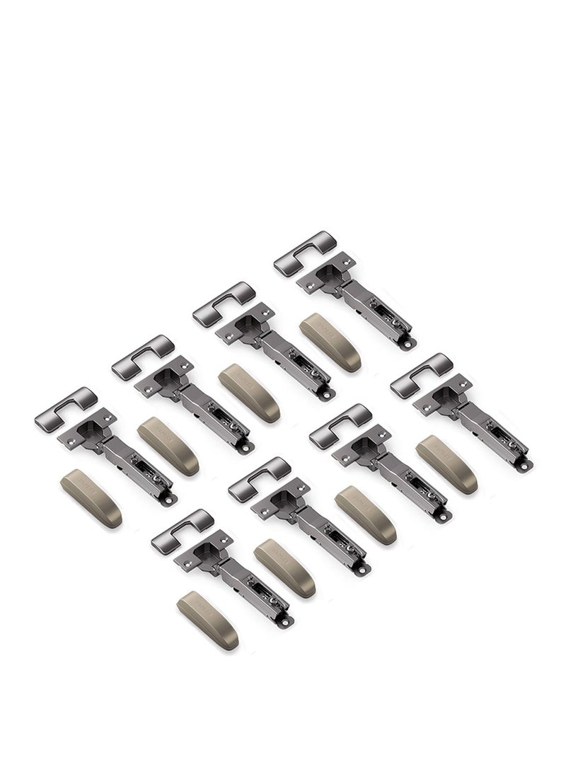 STARKE Pack of 8 Full Overlay Soft Close Cabinet Hinge-Black Electroplated, 95 Degree Opening Angle, 16-25mm Application, Strong Hydraulic System-Complete with Screws & Protective Plate - Gold  - Image 1