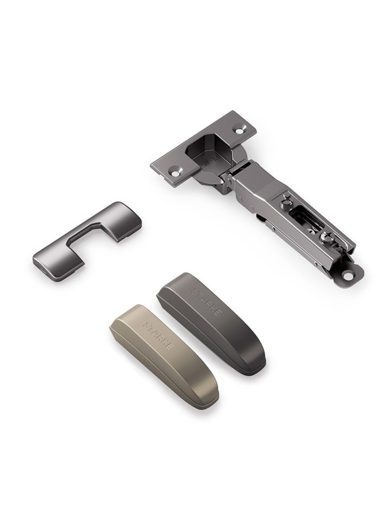 STARKE Pack of 8 Full Overlay Soft Close Cabinet Hinge-Black Electroplated, 95 Degree Opening Angle, 16-25mm Application, Strong Hydraulic System-Complete with Screws & Protective Plate - Gold  - Image 2