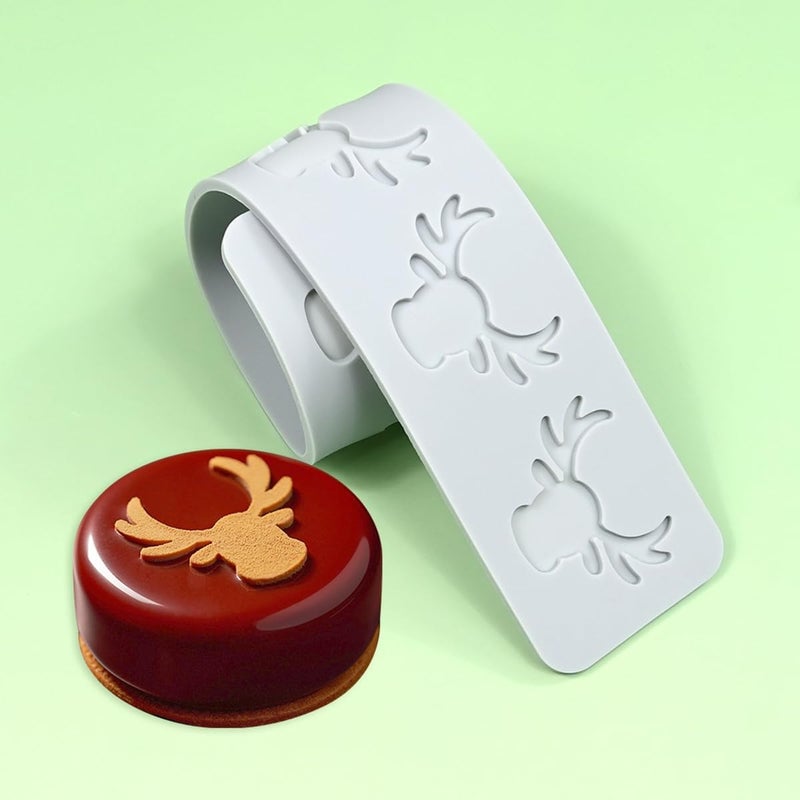 mostsom 3D Hollow Out Lace Mold Silicone Christmas Deer Head Shape Fondant Molds Chocolate Mould for Cake Pastry Decor Baking Gumpastes Moulds Decoration (N_ Deer Head) - Image 2