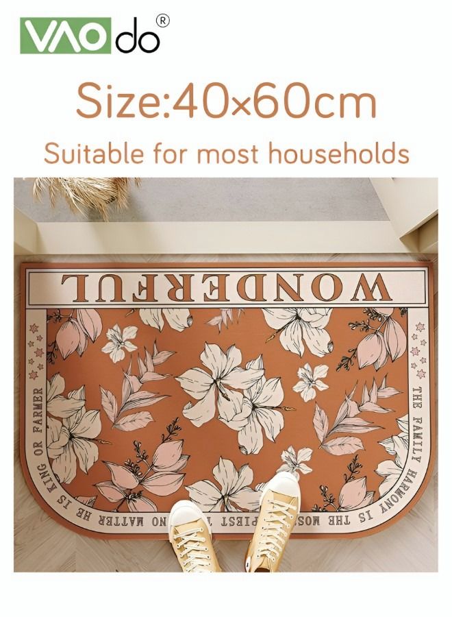VAOdo Floral Bath Mat, High Absorbent Bathroom Cushion, Non-slip Area Mat, Mold-proof Area Rug for Kitchen Bathroom Porch  - Image 2